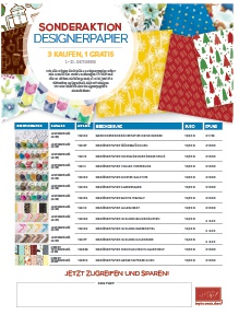 Designerpapier – Aktion im Oktober: 3 kaufen 1 gratis!